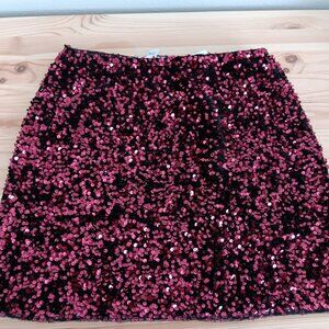 Love Ady Women's Sequin Embellished Mini Skirt - Wine Black - Size M